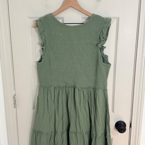 Old Navy Maxi Dress Womens XXL Green Tiered Cottage Core Feminine Sleeveless - Picture 3 of 16